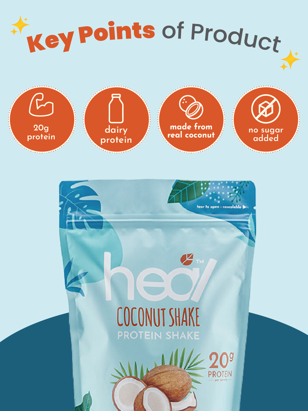 Heal Coconut Shake Protein Shake, 15 Servings Value Pack